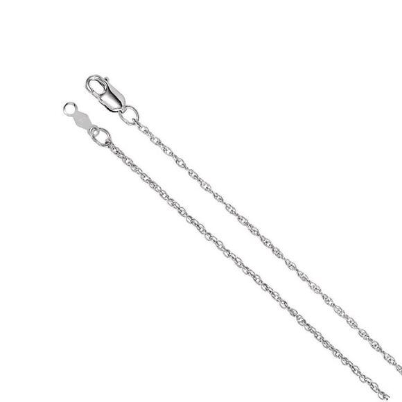 1.25mm Rhodium Sterling Silver Solid Loose Rope Chain Necklace 24 In.